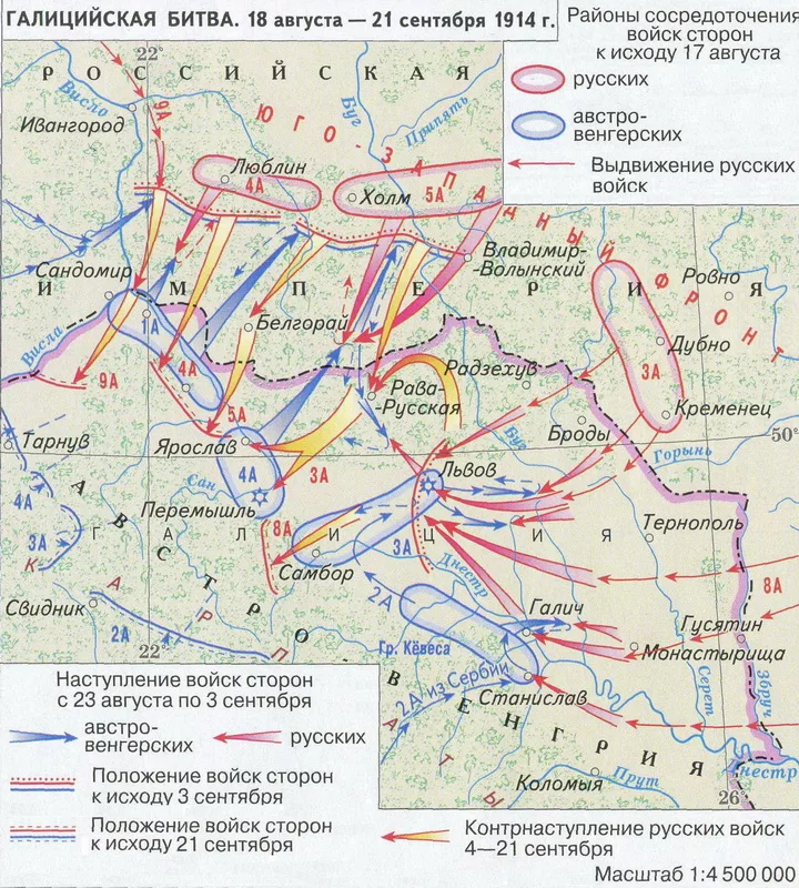 Галиция 1916. Галицийская операция 1914 карта. Галицкая битва 1914.