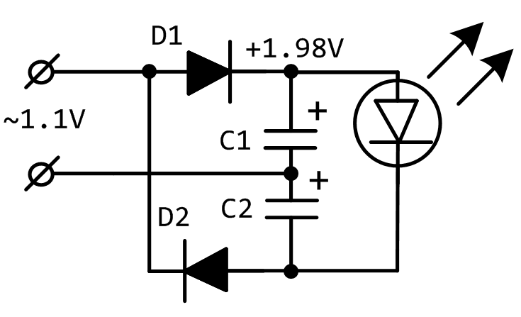 Схема умножителя напряжения на диодах и конденсаторах