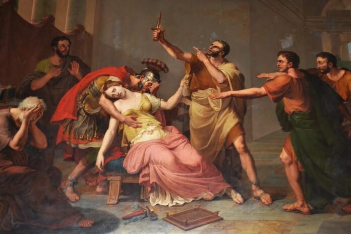 Легенда о Лукреции и изгнании Тарквиния. (Иллюстрация из открытых источников).