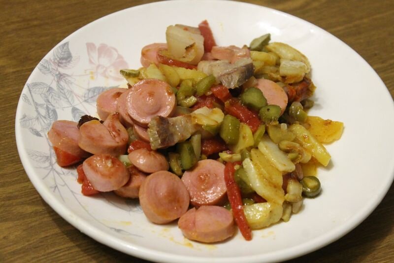 Солянка из капусты с колбасой на сковороде, пошаговый рецепт с фото на ккал