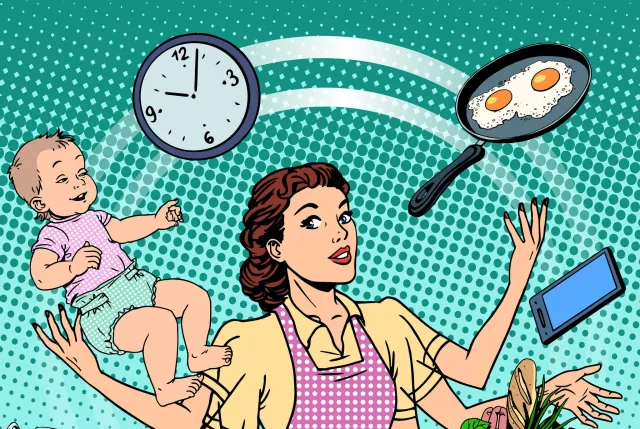 Обычно женщина в семье и жнец, и жрец, и на дуде игрец. И всё сама.