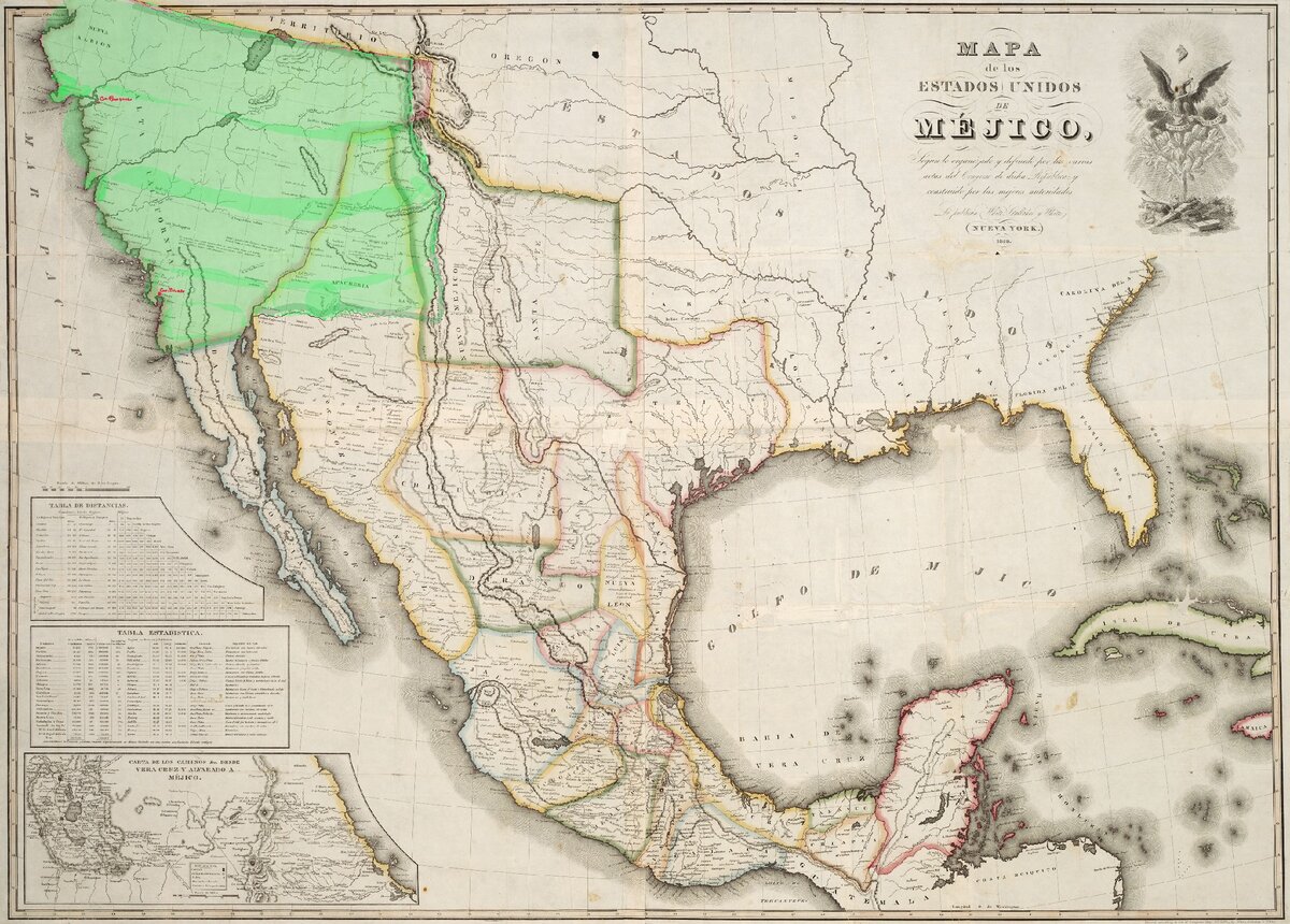 Мексика 19 века карта