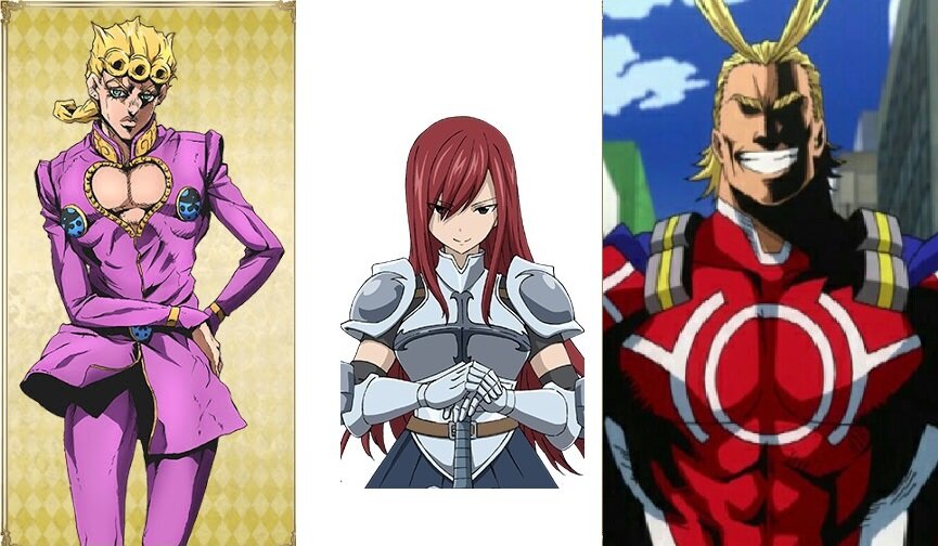 Использованы кадры из "Невероятные приключения Джоджо"; "Хвост феи"; "Моя геройская академия";