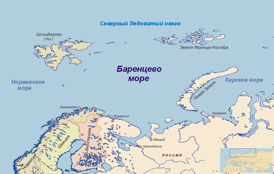 Морская карта баренцева моря