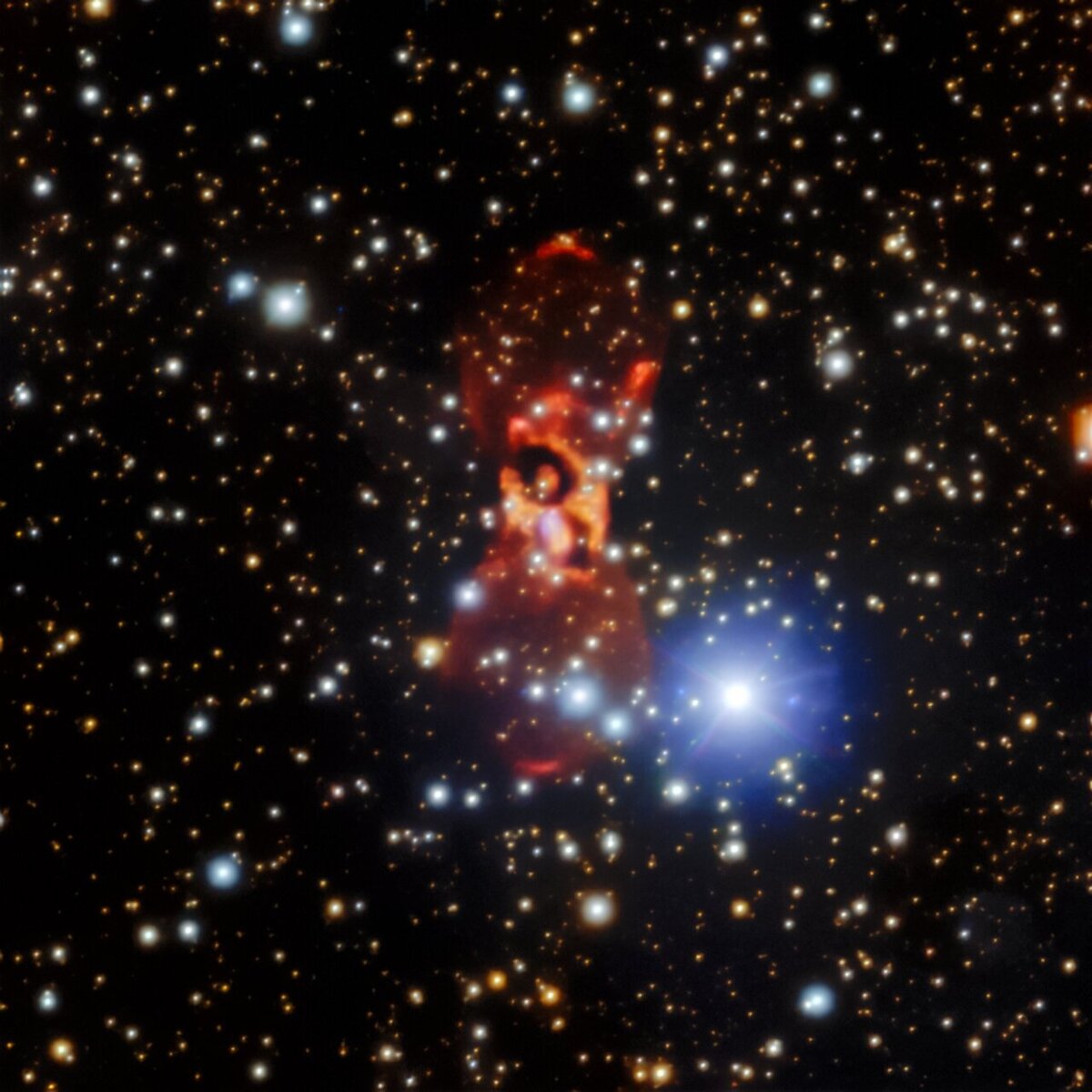 Загадочная туманность СК Лисички. Credit: International Gemini Observatory/NOIRLab/NSF/AURAImage processing: Travis Rector (University of Alaska Anchorage), Mahdi Zamani & Davide de Martin