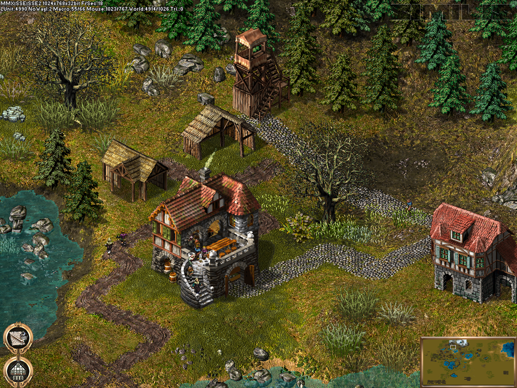 Скриншот прототипа 2D игры, с официального сайта https://www.knightsandmerchants.net/information/knights-and-merchants-2/screenshots