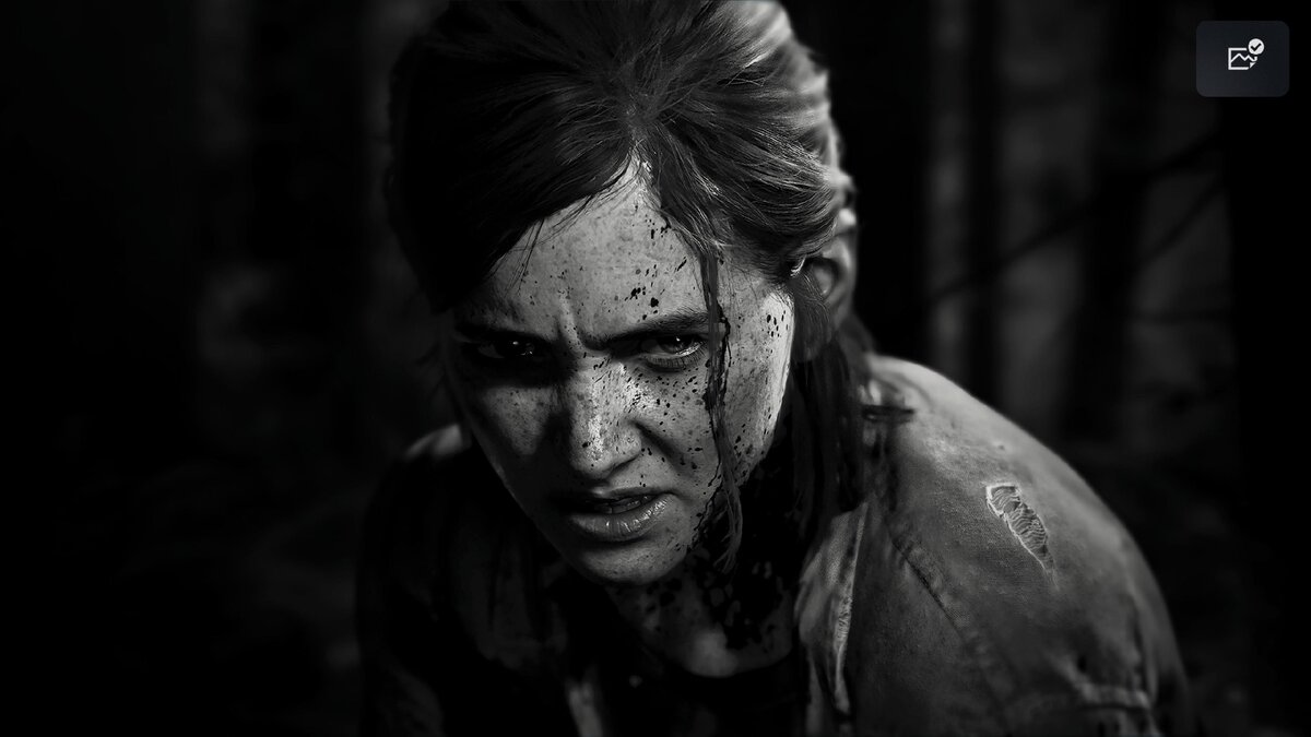 Лицо игрока приблизительно к концу прохождения The Last of Us Part II.