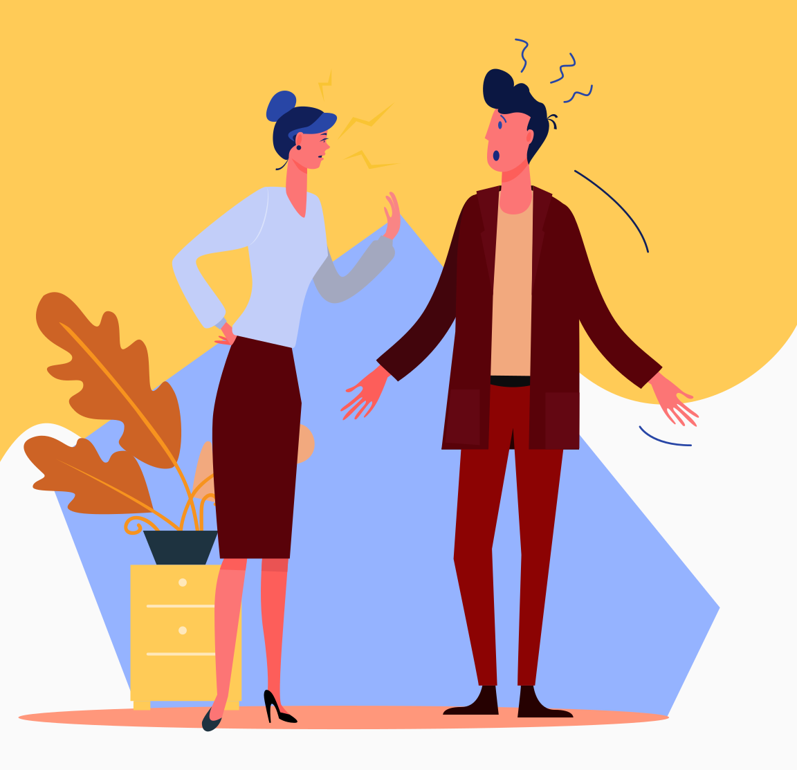 Обесценивание может заставить вас испытать гнев, обиду или разочарование. Изображение с сайта freepik.com, автор — pch.vector.