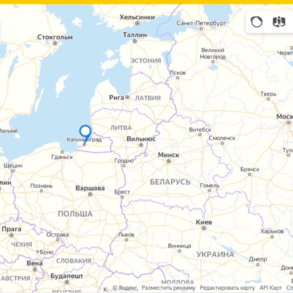 Калининград на карте
