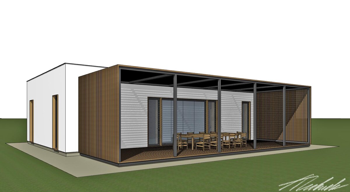 Одноэтажный Дом-КУБОИД - 1х1,618 - 14400х9000х4200 - 98/103м2 (274м2/279м2)