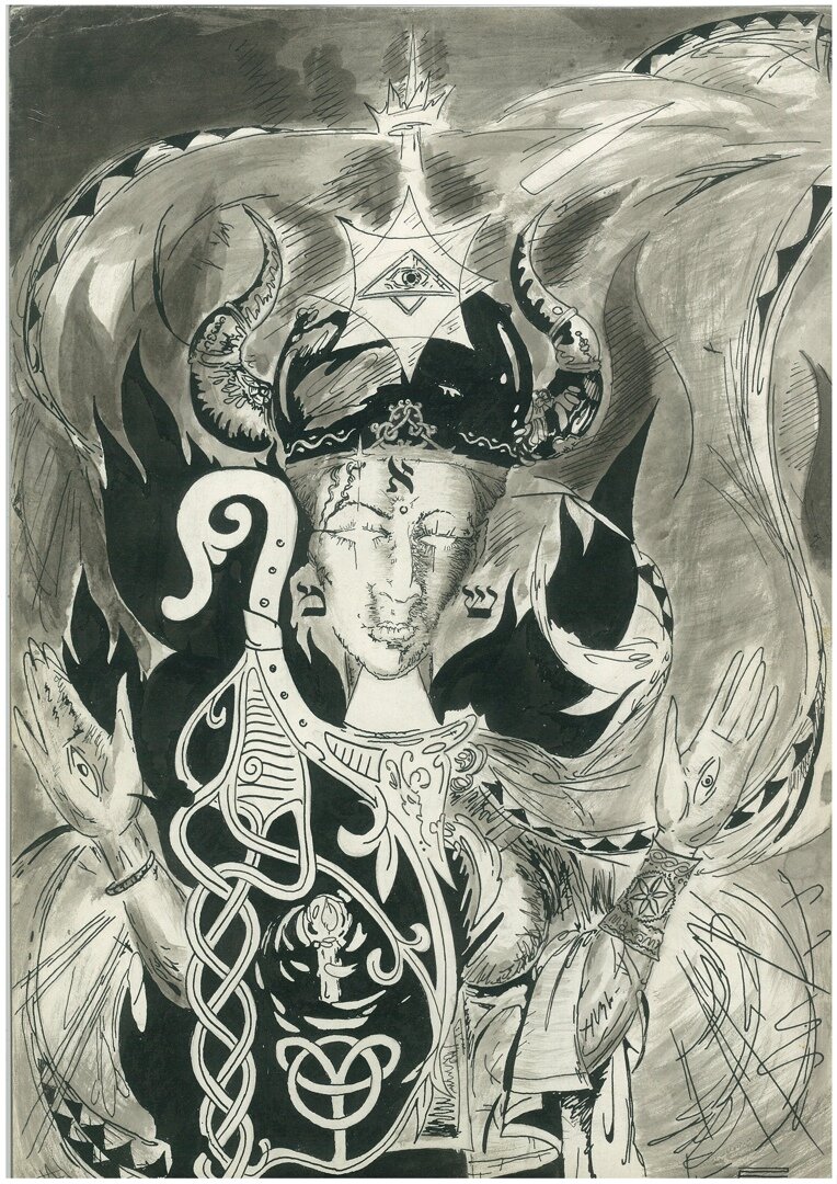 А3, тушь, кисть, перо