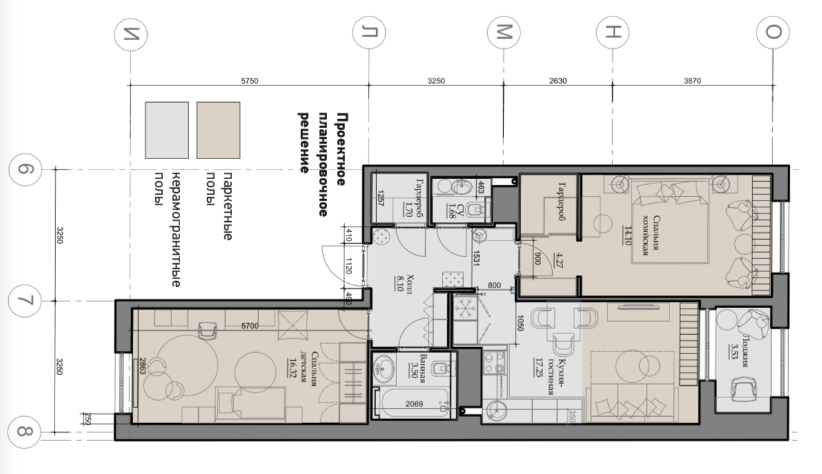 Стильный интерьер квартиры 70 кв.м. в теплых природных оттенках с этническими мотивами