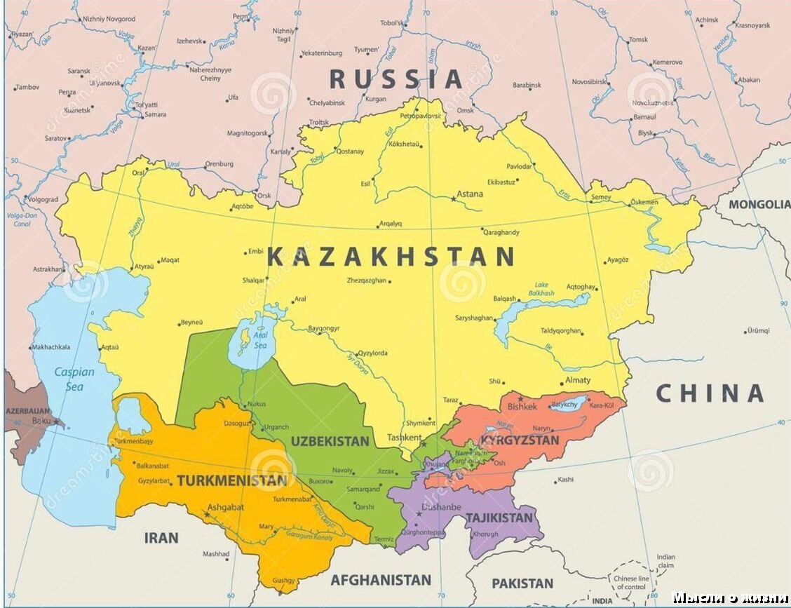 Карта казахстана и соседних стран
