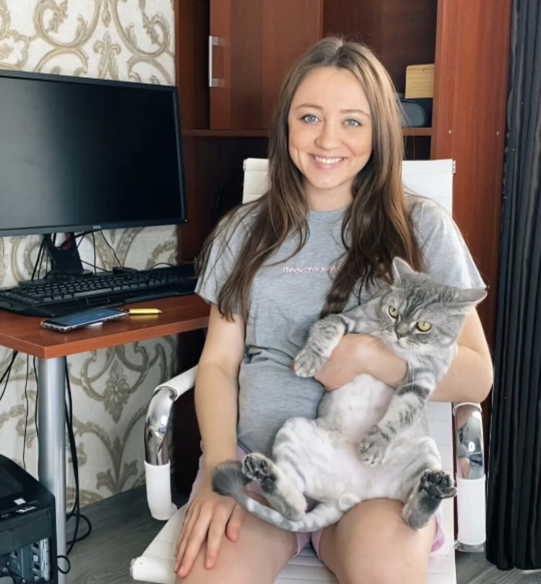 40-ая неделя беременности, мы с Бэнни снимаем видео 