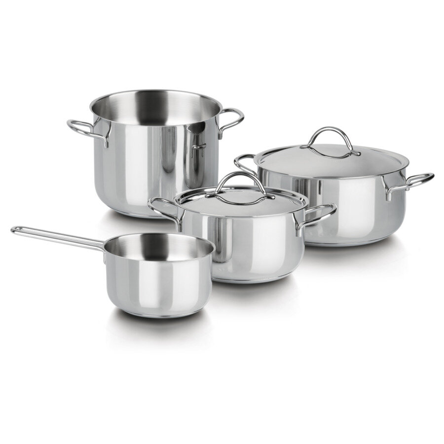 Набор кастрюль Barazzoni Cuocimania из 6 предметов: 3,3 л; 2,1 л; 3,8 л; 0,8 л. Материал: нержавеющая сталь