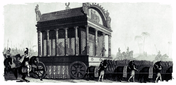 Иллюстрация девятнадцатого века похоронной процессии Александра Македонского, основанная на описании греческого историка Диодора Сицилийского.