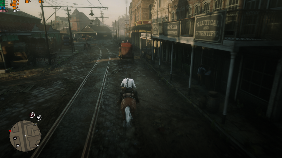 38 фпс в городе. Полностью загруженная видеокарта, процессор имеет возможность продохнуть.