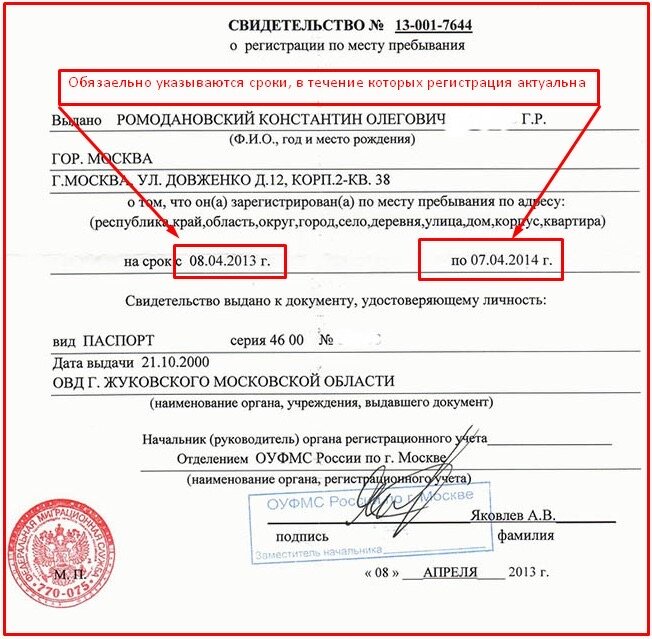 Регистрация по месту пребывания