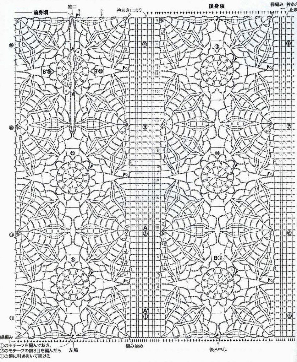 Схемы узоров крючком из японских журналов