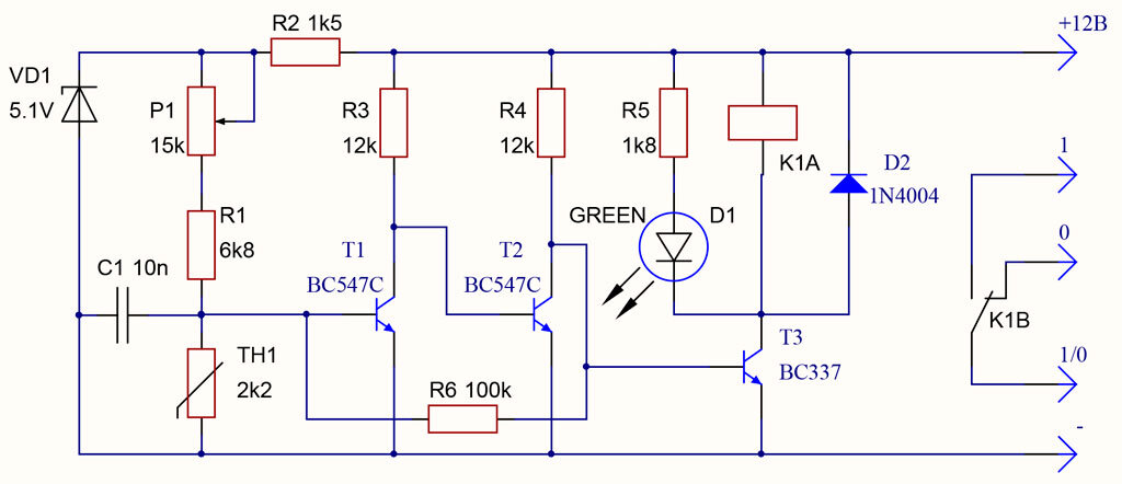 Схема термостата выполненная на транзисторах