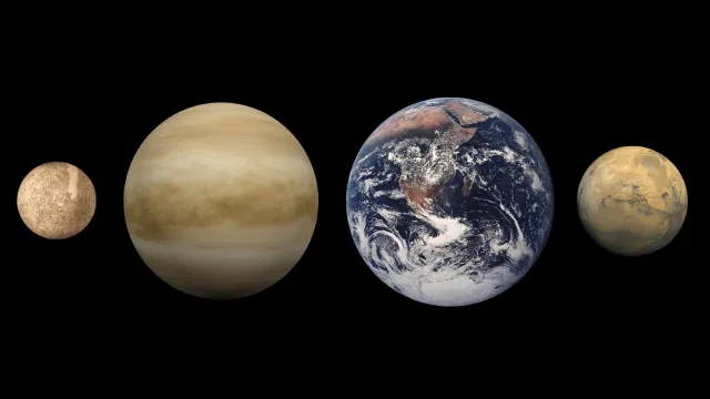 Сравнительные размеры планет земной группы. Создатели и права: NASA.