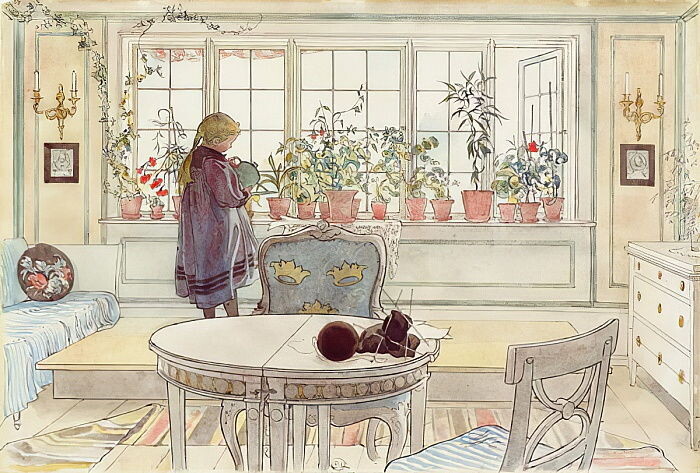 Карл Ларссон, Flowers on the Windowsill, from 'A Home' series, c.1895