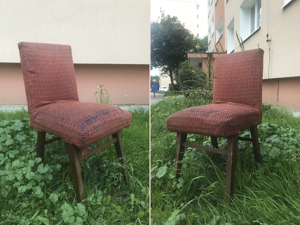 Рядом с одним из мусорных баков  я подобрал  стул, который я решил отремонтировать самостоятельно. 