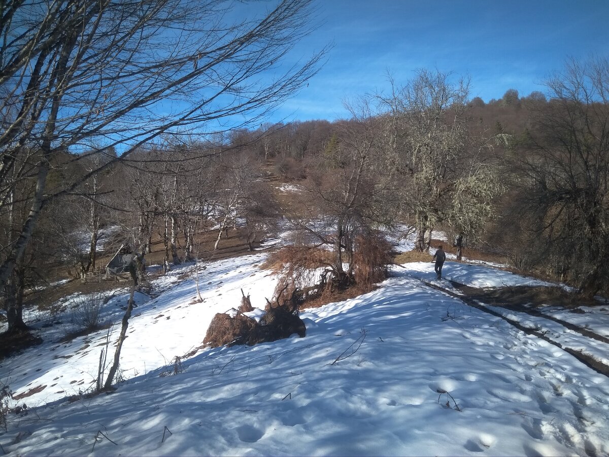 Вот так выглядела поляна в нижней части. И даже спустя 10 дней снег с нее не сошел