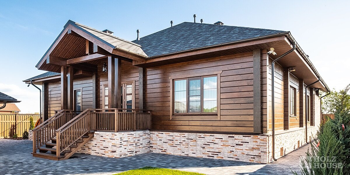 Дом из клееного бруса по проекту "Дублин". Источник: holz-house.ru