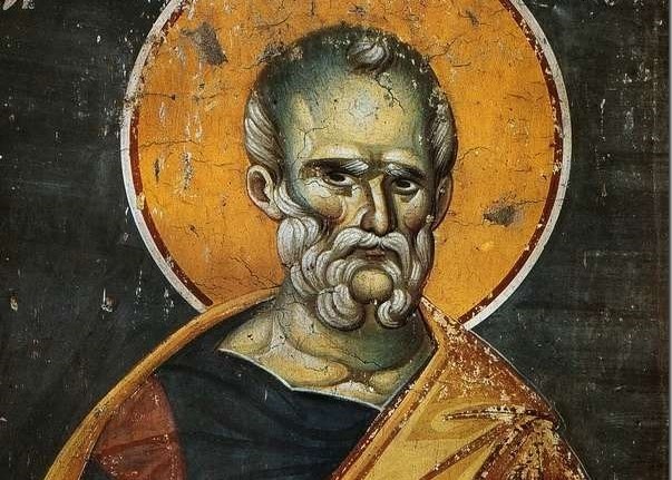 Симон Зилот (Кананит) - "брат Господень". Фреска храма Протатон (Протат) на Святой Горе Афон. Конец XIII века. Иконописец Мануил Панселин. Фото сайта https://foma.ru