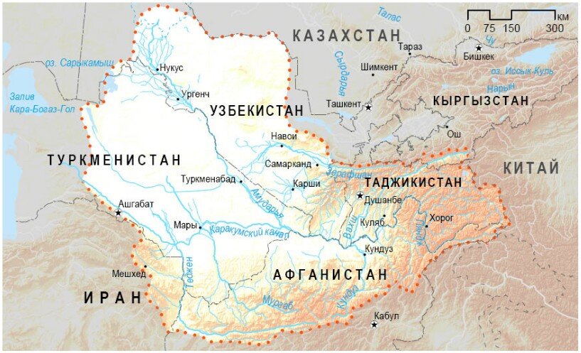 Карта Средней Азии, взято с Яндекс.Картинки