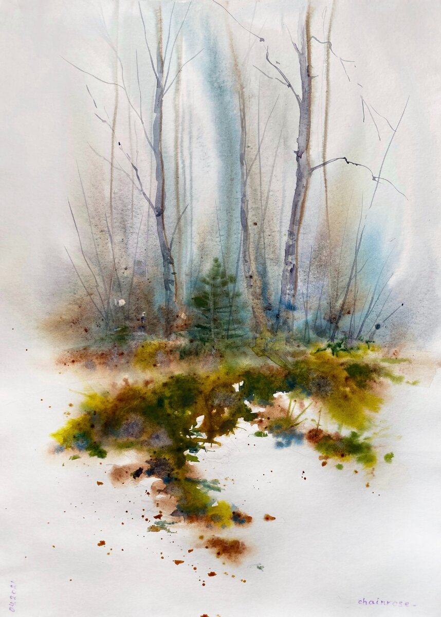 Последний снег. А3. Акварель.