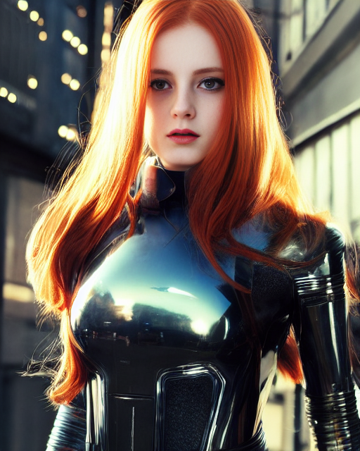 Пример готового результата по текстовому запросу. Рисовал девушек-андроидов, портрет,реалистичный арт.