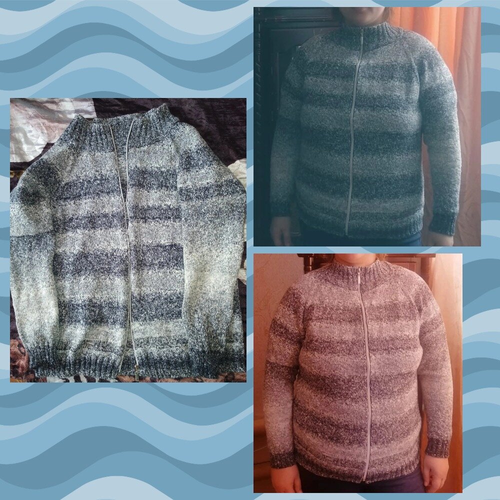 Пряжа аполло цвет темно синий 750м/100гр вязала в 2 нити. Расход 600гр. Размер 52-54
Лицевая гладь, реглан сверху. 
Спицы 2(резинка) и 3(гладь) мм