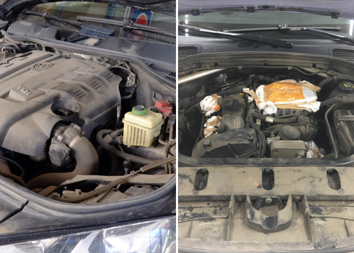 Грязное подкапотное пространство.