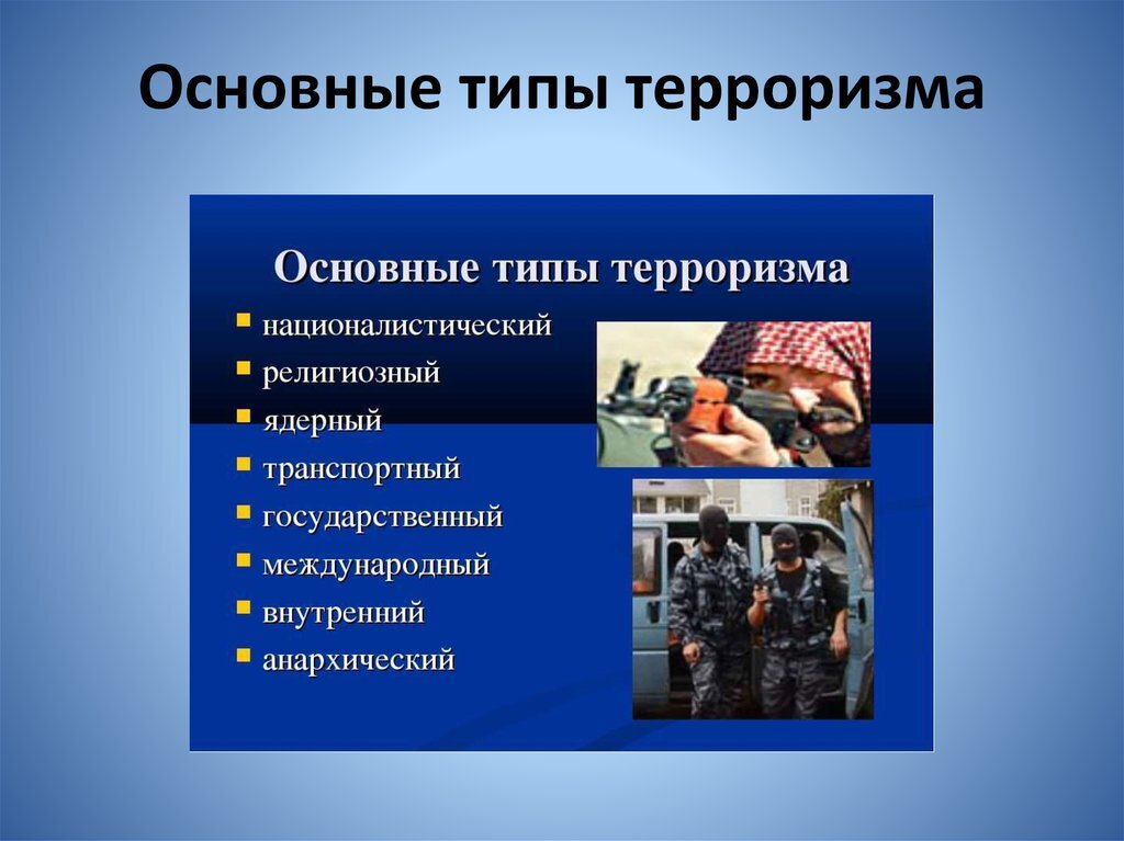 Сообщение про терроризм. Основание типы терроризма. Терроризм это ОБЖ. Типы терроризма ОБЖ. ОБЖ тема терроризм.