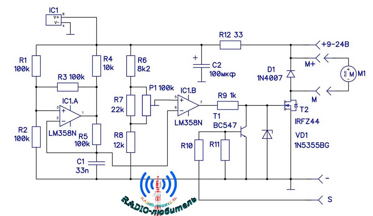 Авторегулятор оборотов двигателя на LM358