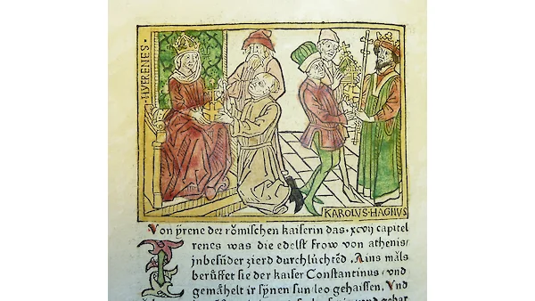 Императрица Ирина и Карл Великий, 1474. Фото: Penn Libraries