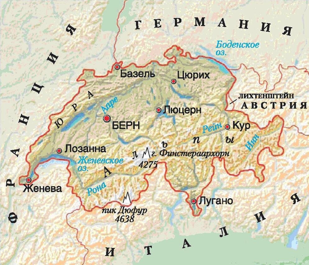 Какой регион швейцарии знаменит своим сыром. Швейцария географическое положение на карте Европы. Географическая карта Швейцарии.