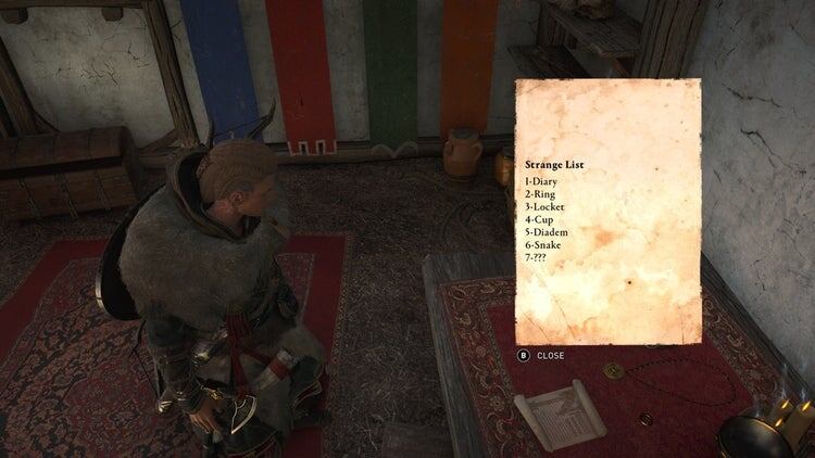 Записка с перечнем крестражей