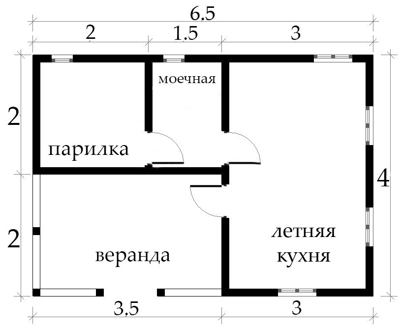 Проект летней кухни с баней