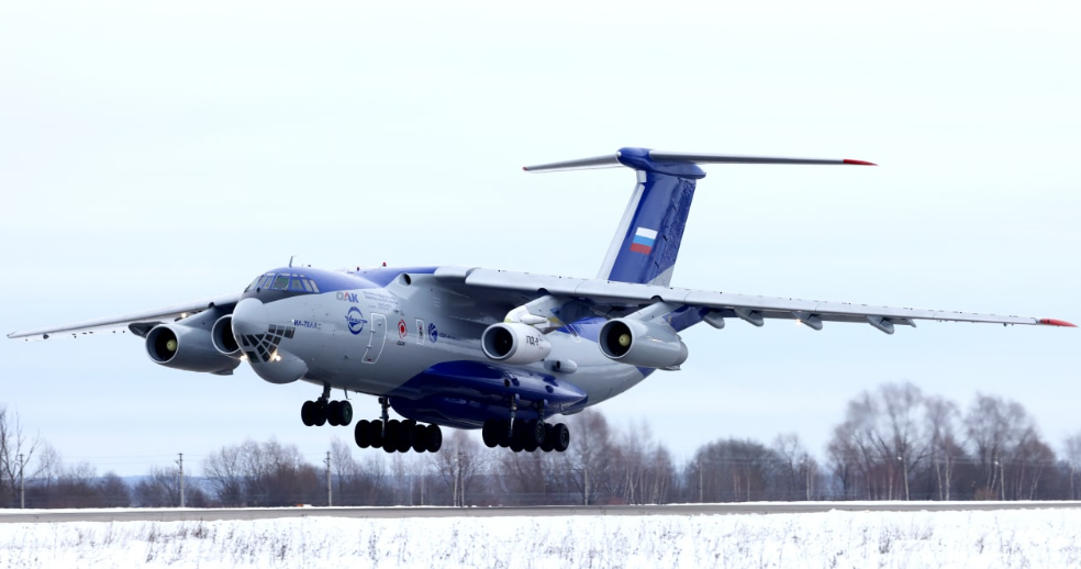 Самолёт-летающая лаборатория Ил-76ЛЛ (регистрационный номер "76529", заводской номер 073410308, серийный номер 08-07) с установленным для лётных испытаний опытным образцом перспективного двигателя ПД-8