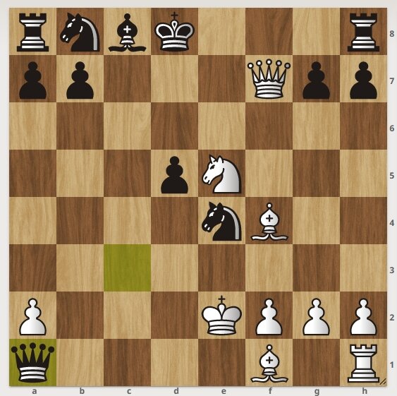Шахматная задачка. Белые начинают и ставят мат в 2 хода. Подписывайтесь на канал, ставьте лайк. Решение смотрите далее. 1. Белые дают шах конем на "с6". 1. ..................................-2