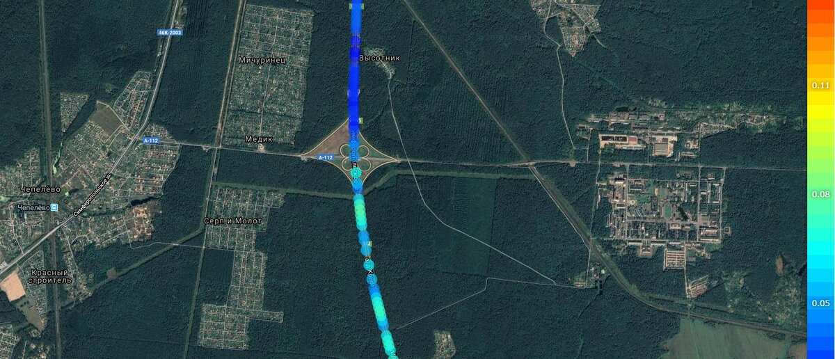 Начало радиационной аномалии от развязки Чепелёво - Чехов 2.
