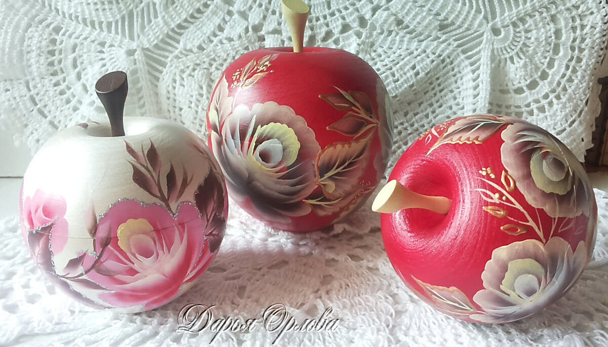 шкатулка-яблоко ручная роспись