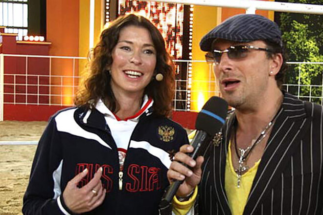 Слуцкер и ведущий Дмитрий Нагиев.