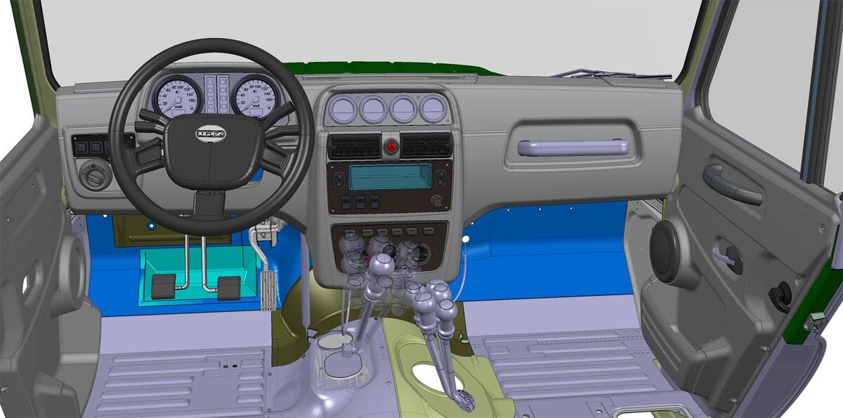 Возможный вариант салона UAZ-Hunter.