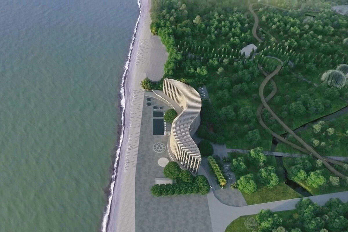 Проект пятизвездного отеля, который строится в поселке Ганмухури, что на самой границе с Абхазией. 