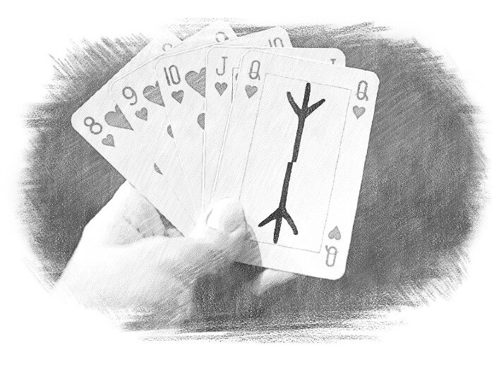 Руна Альгиз — символ могущественной защиты и духовной связи. Коллаж. 