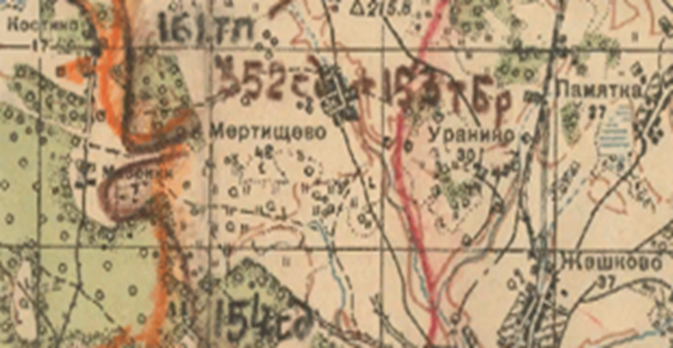фрагмент карты обстановки ЗапФ на 07.08.1943 по 154 сд  сайт Память народа